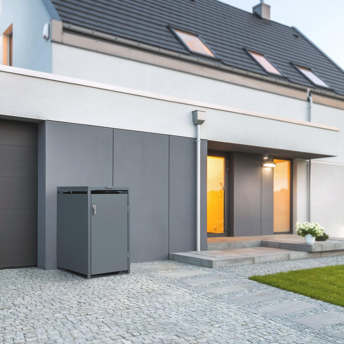 MÜLLTONNENBOX 1er Anthrazit - Anthrazit, Metall (80/116.3/68cm) - ML-DESIGN