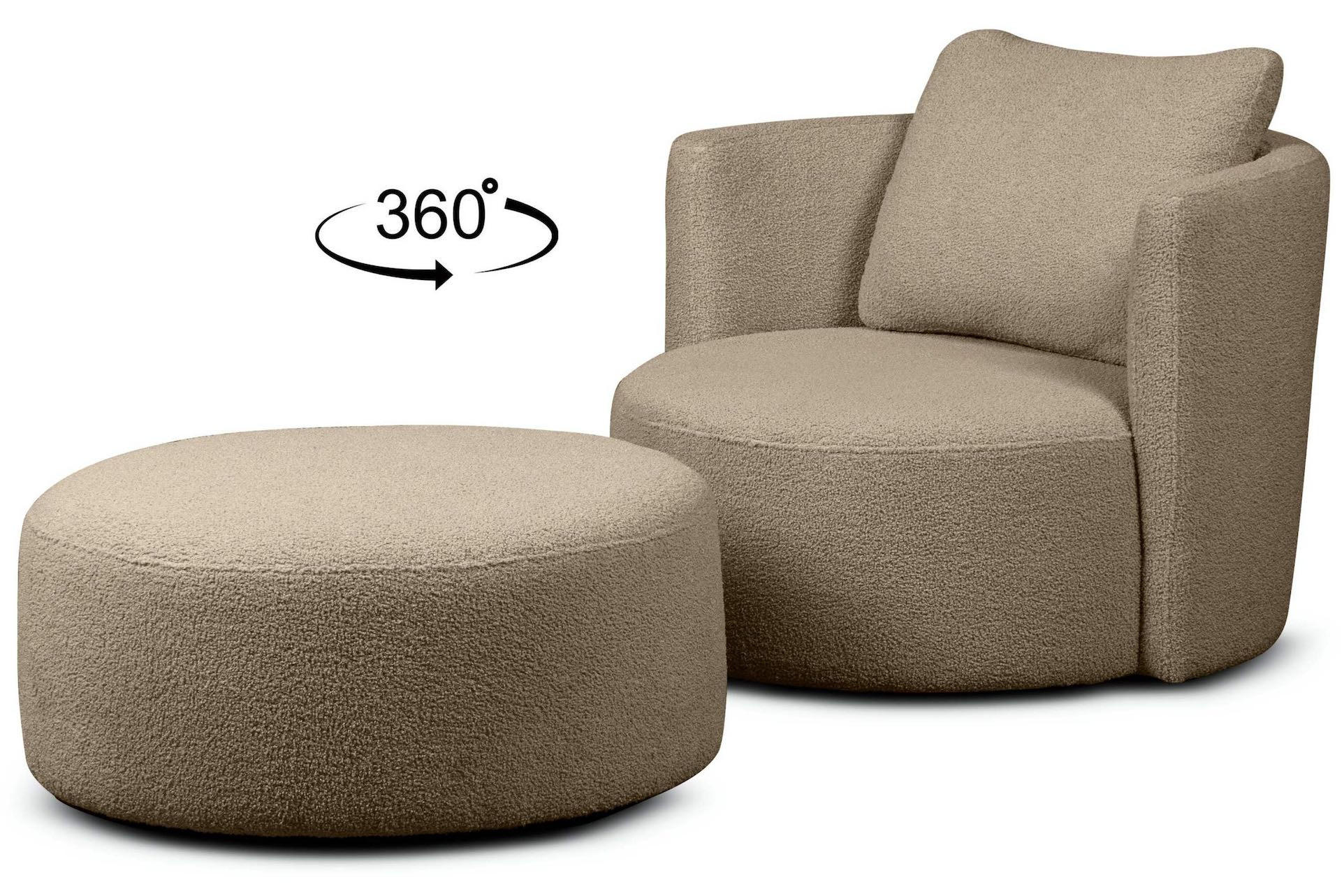 Konsimo® Drehsessel-Set Graubraun, Beige 92x75x80 cm