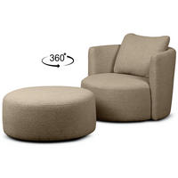 DREHSESSEL-SET RAGGI inkl. Sitzhocker, Boucle, braun - Braun, Textil (92/75/80cm) - KONSIMO®