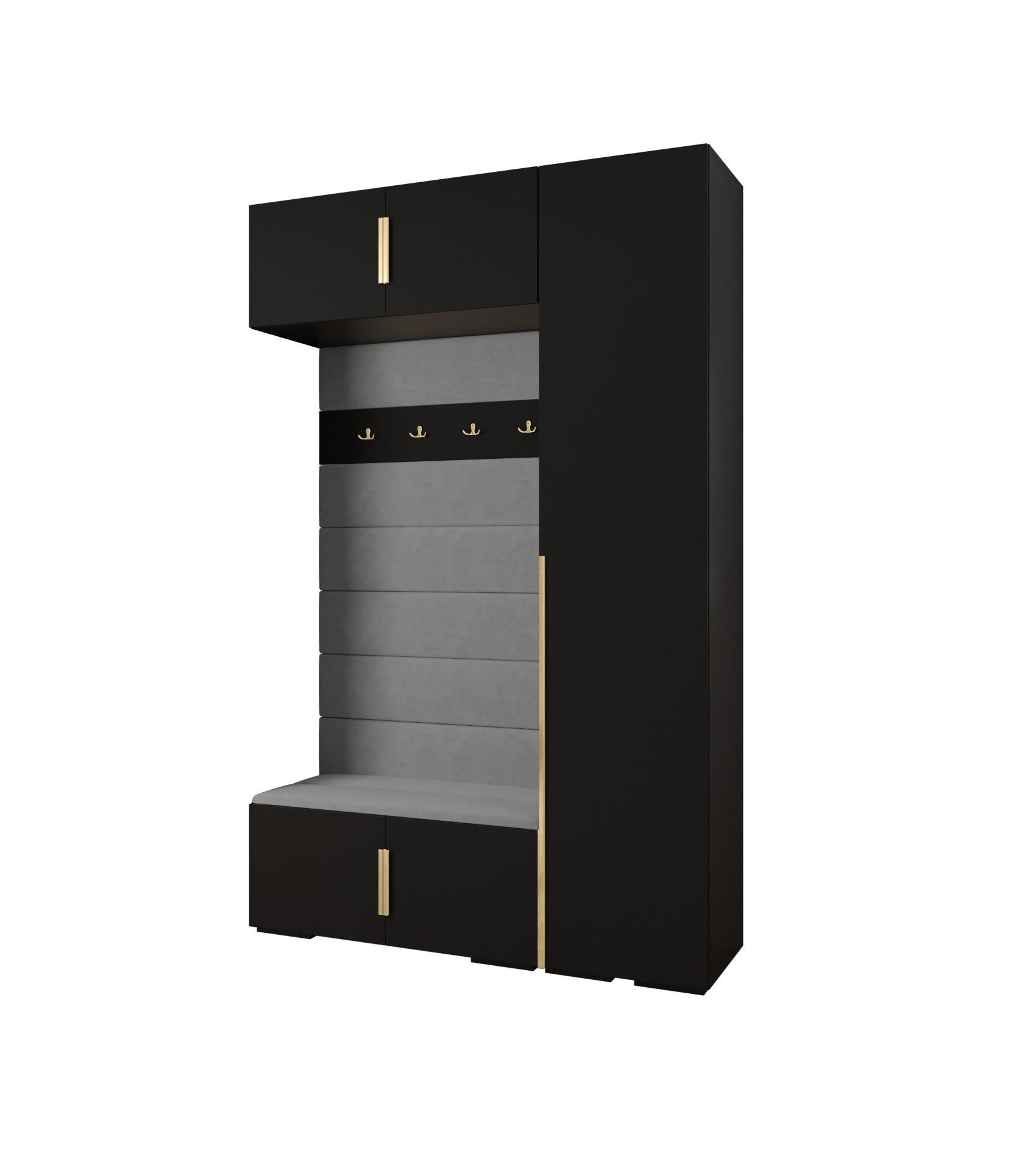 Abiks Möbel Garderoben-Set Schwarz, Grau, Gold 150x236.7x47 cm