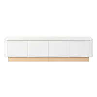 TV-LOWBOARD Luxus-Rillen-Design & abgerundete Ecken - Weiß, Holzwerkstoff (200/47.5/40cm) - Urban Meuble