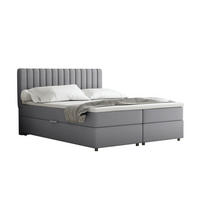 BOXBETT Everest grau 160 x 200 cm Doppelbett mit hochwertiger Bonell-Matratze und Topper - Grau, Holz (160/200cm) - Panda Möbel