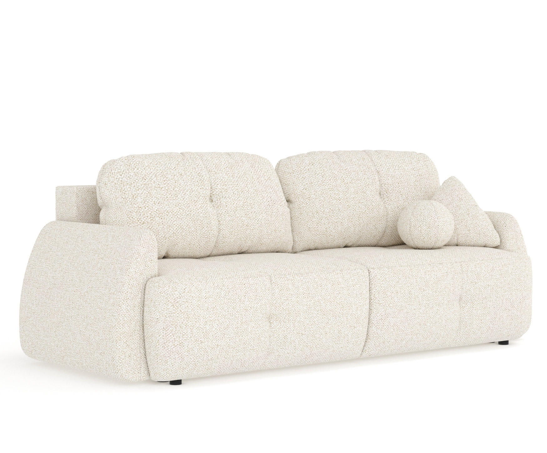 SCHLAFSOFA Loca Creme Plüschstoff - Creme/Schwarz, Holz/Holzwerkstoff (248/92/103cm) - Maison de Reve