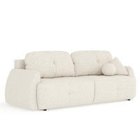 SCHLAFSOFA Loca Creme Plüschstoff - Creme/Schwarz, Holz/Holzwerkstoff (248/92/103cm) - Maison de Reve