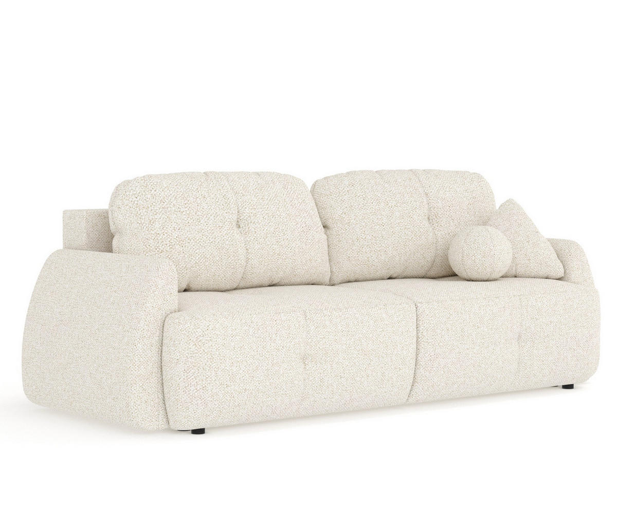 SCHLAFSOFA Loca Creme Plüschstoff - Creme/Schwarz, Holz/Holzwerkstoff (248/92/103cm) - Maison de Reve