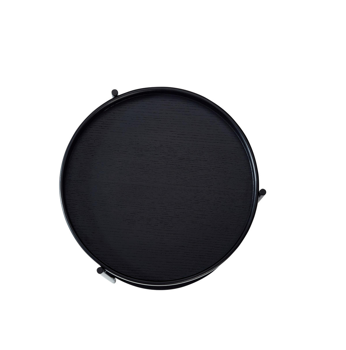 COUCHTISCH-SET rund 69/44 cm Schwarz mit 2 Ebenen und Metallgestell - Schwarz, Holzwerkstoff (44/44/48cm) - Flora Grace