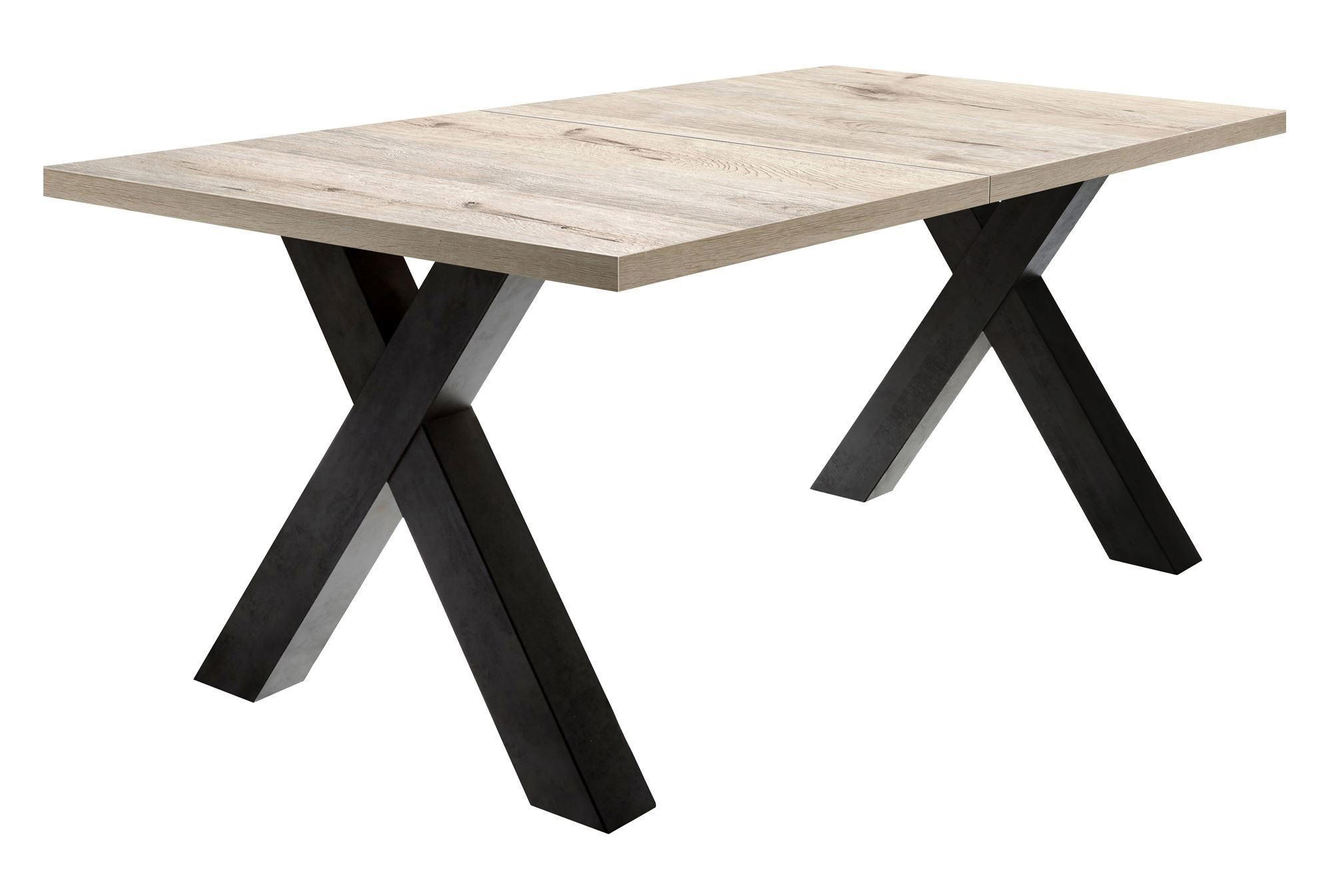 ESSTISCH ausziehbar Eike 7 140 x 90 x 75 Esszimmertisch Schwarzstahl/Sandeiche - Naturfarben, Holz (140/90/75cm) - 58aufmkessel