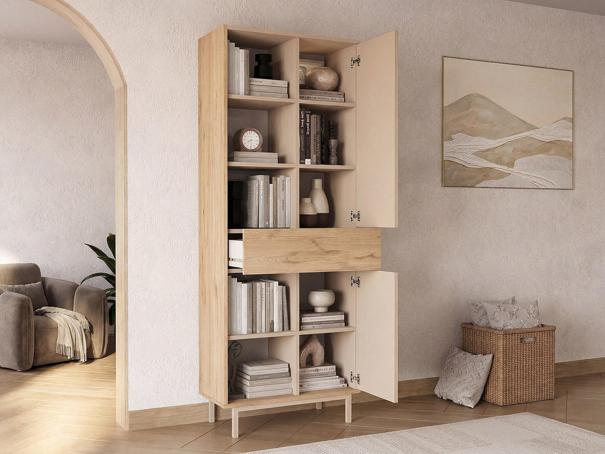 BÜCHERREGAL - 71.6 cm x 35 cm - holz - beige, naturfarben hell Reyala - Beige/Naturfarben, Holz (71.6/189/35cm) - Vente-Unique