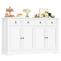 SIDEBOARD 134x87x40 cm Küchenschrank 3 Schubladen Weiß - Weiß, Holz (134/87/40cm) - Kaket