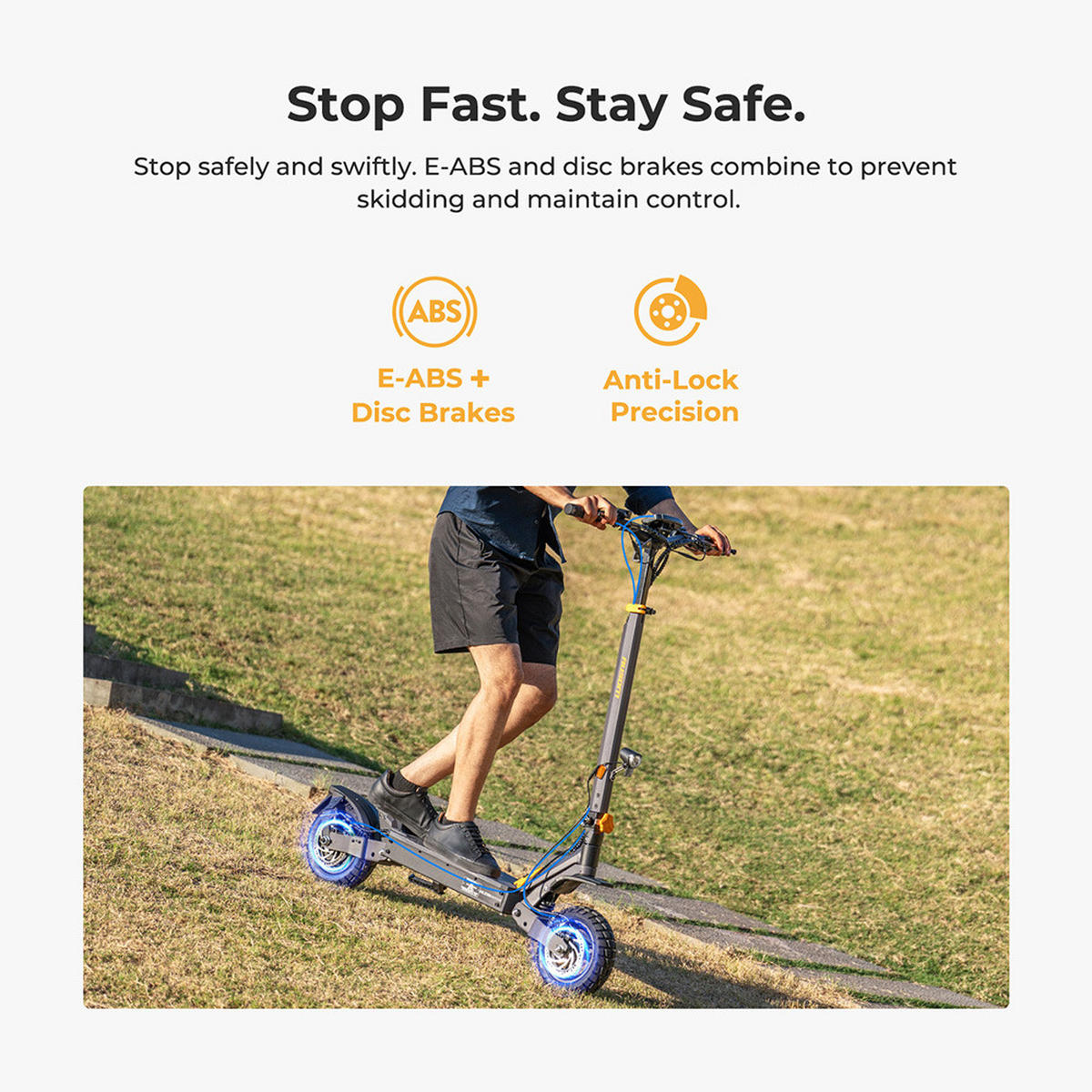 E-SCOOTER Ausom L1 ABE – 930W Spitzenmotor, 20 km/h, 70 km Reichweite ABE-Zulassung (eKFV, P612) - Grau, Metall (59cm)