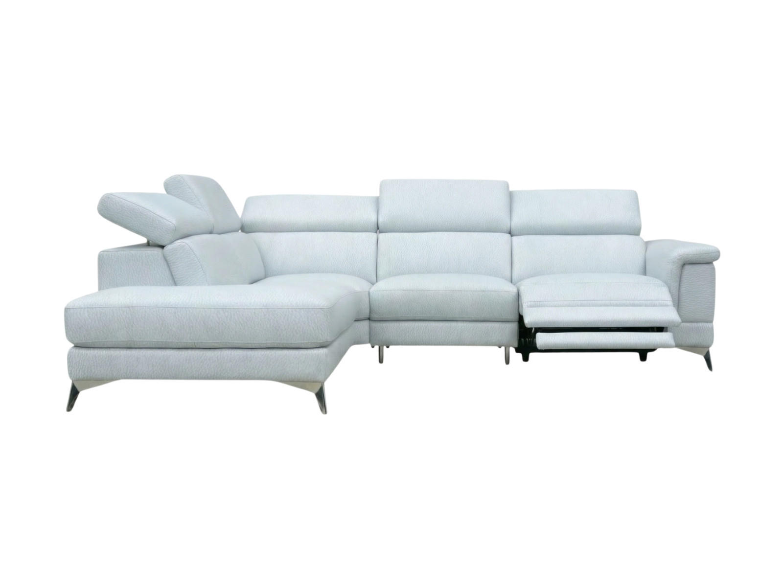 ECKSOFA Planet Echtleder mit 1 x Relaxfunktion Weiß - Weiß, Leder/Metall (232/256cm)