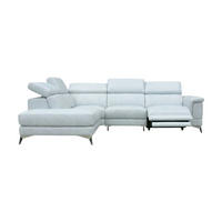 ECKSOFA Planet Echtleder mit 1 x Relaxfunktion Weiß - Weiß, Leder/Metall (232/256cm)