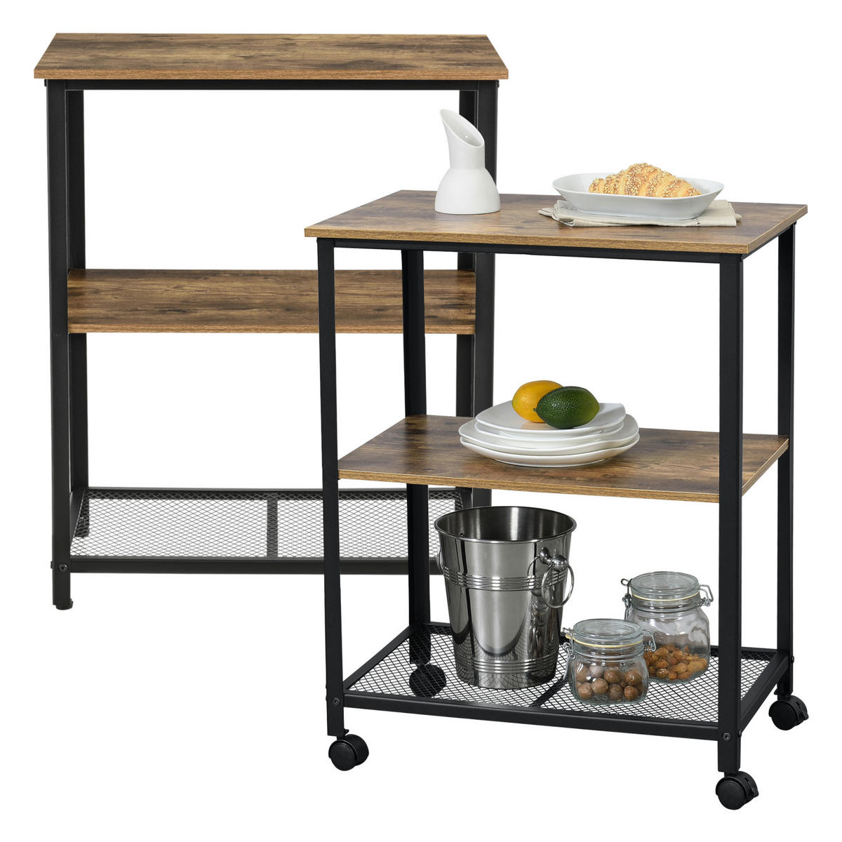 SERVIERWAGEN Freiburg - Braun, Metall (60/77/40cm) - [en.casa]
