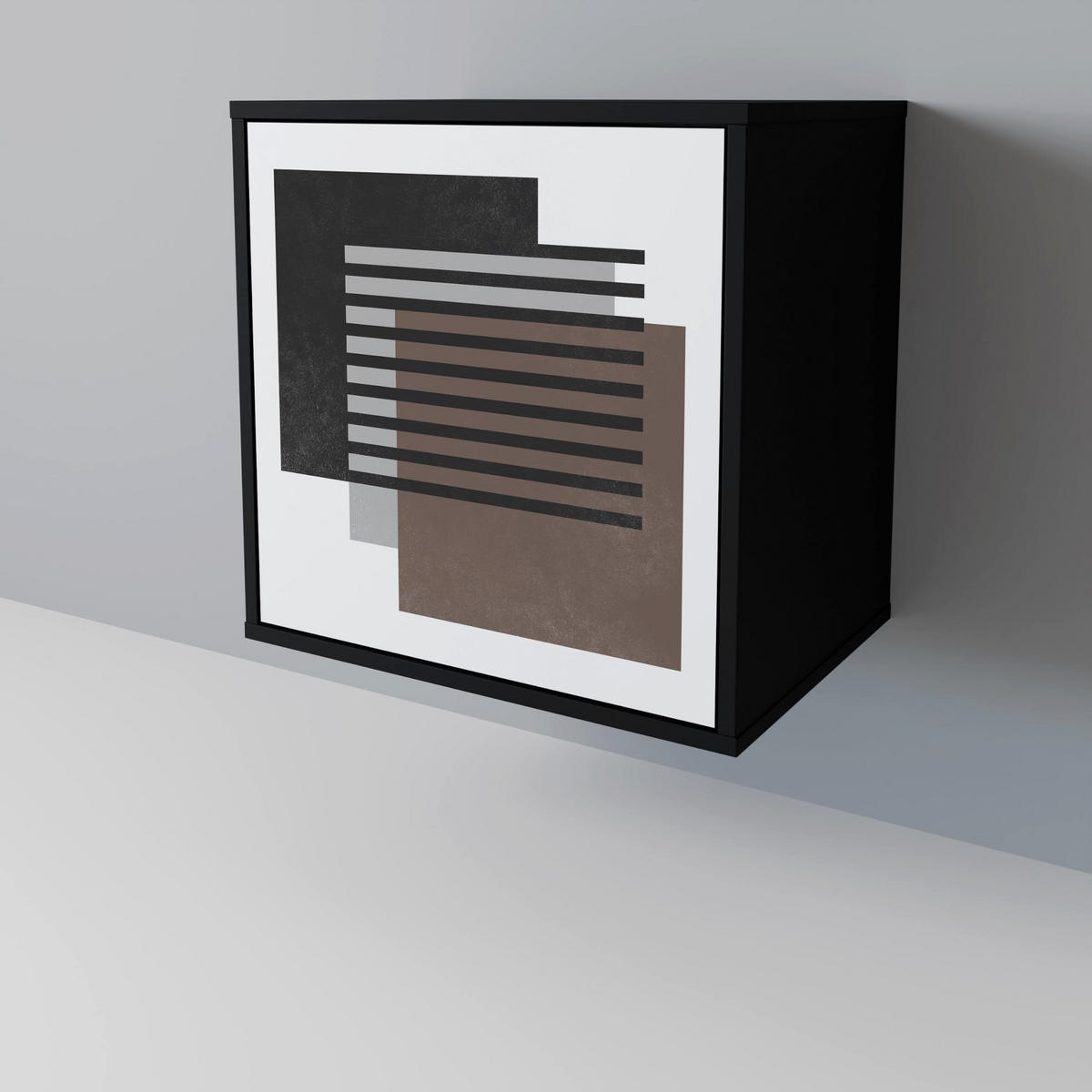 SIDEBOARD SHADOW SYNCHRONY, Schwarz, 57,5x42x72,5 cm, Schwarze Metallfüße - Multicolor/Schwarz, Holzwerkstoff/Metall (57.5/72.5/42cm) - SpaceRebels