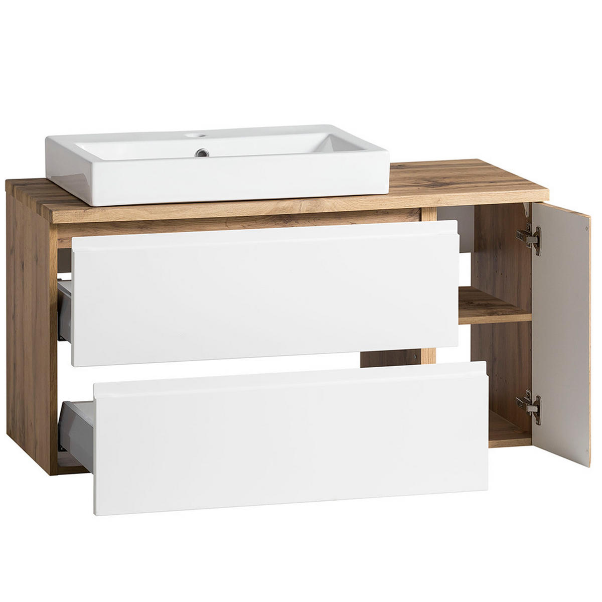 BADMÖBEL-SET 3-TLG. Vasto-03 - Weiß, Holzwerkstoff (185/200/47cm) - Lomado