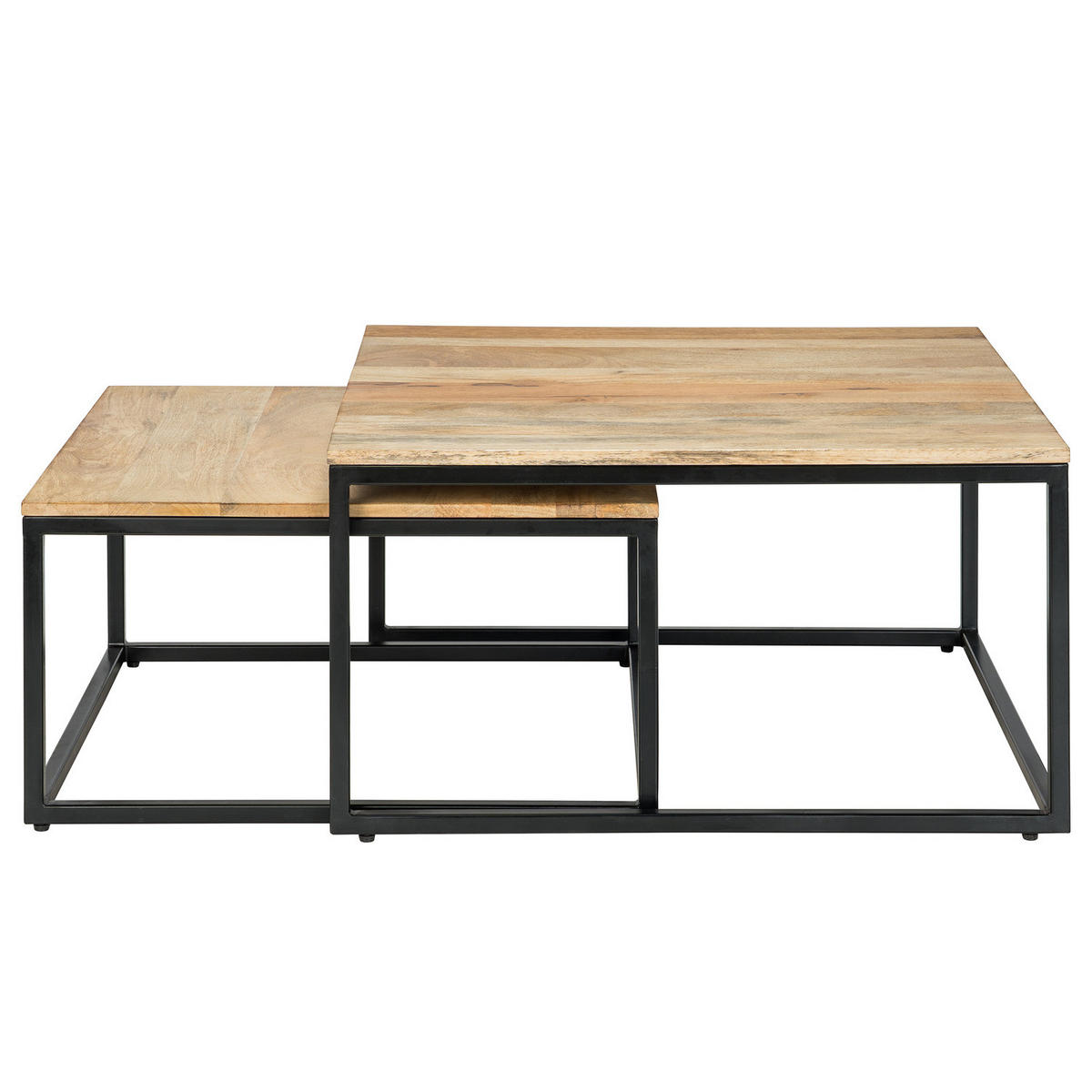 COUCHTISCH-SET - Mango / Schwarz, 2-teilig - Schwarz/Naturfarben, Holz (75/75/40cm) - home24