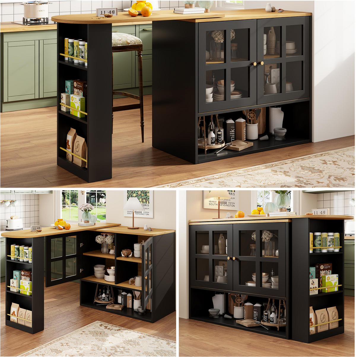 STEHTISCH 360° drehbar ausziehbar 138-204 cm MDF Schwarz - Schwarz, Holz (39/102.5/138cm) - Beauniv