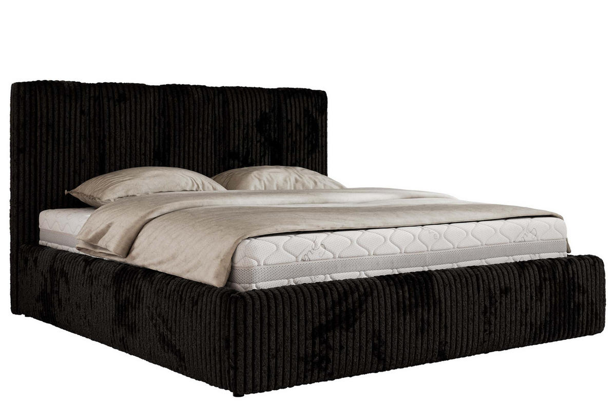 POLSTERBETT SAVINO CLASSIC 160/200 - Schwarz Cord - ohne Matratze - Schwarz, Textil (160/200cm) - MKS