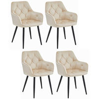 STUHL IRGOLI 4-er Set, Beige, Schwarz, mit Samtstoff gepolstert - Beige, Textil/Metall (56/84/62cm) - Komodee
