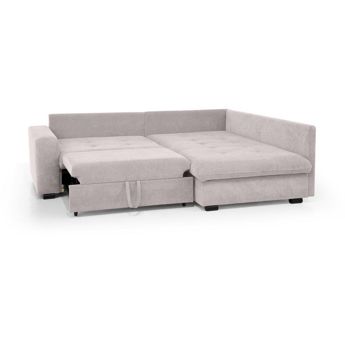 ECKSCHLAFSOFA Ramo mit Bettkasten, Topper gratis, Cappuccino, rechts - Schwarz/Cappuccino, Textil (229/190cm) - Beautysofa
