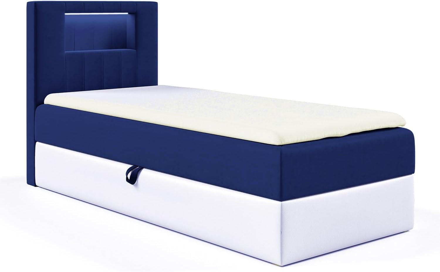 Meblini Kinderbett Dunkelblau, Weiß 92x212 cm