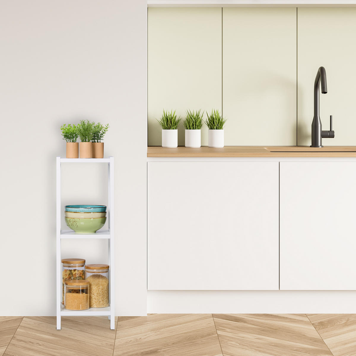 STANDREGAL - Weiß, Holzwerkstoff/Kunststoff (22/65/22cm) - Relaxdays