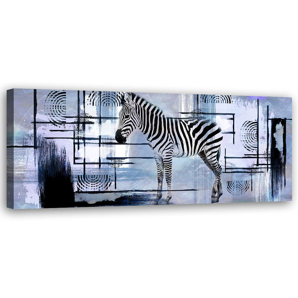 WANDBILD zebra blau abstrakt - Blau, Textil (90/30cm) - Feeby