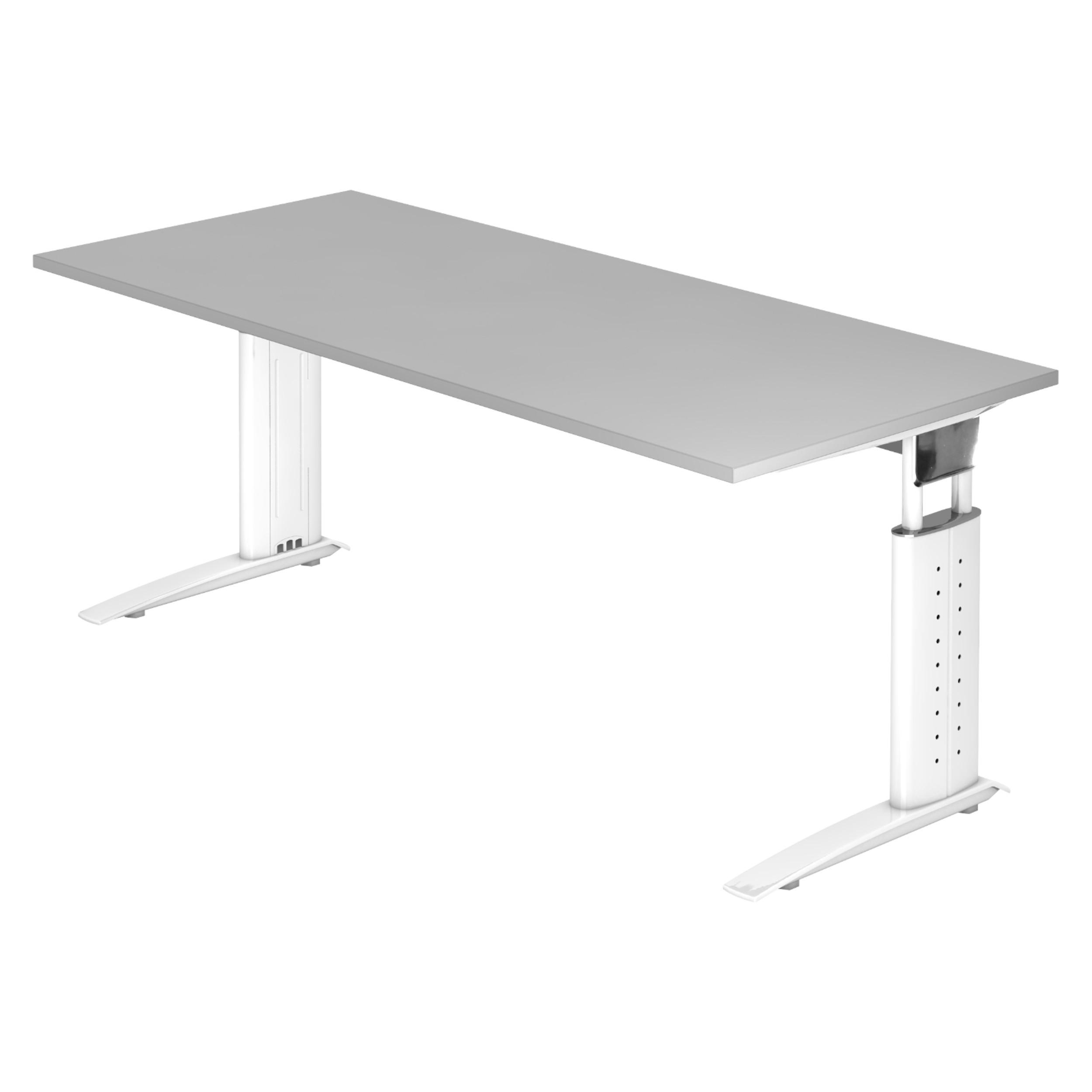 SCHREIBTISCH Serie-U 80/180/74 cm in Grau/Weiß - Weiß/Grau, Holzwerkstoff (80/180/74cm) - bümö