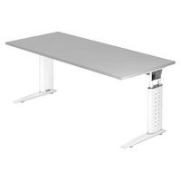 SCHREIBTISCH Serie-U 80/180/74 cm in Grau/Weiß - Weiß/Grau, Holzwerkstoff (80/180/74cm) - bümö