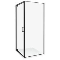 SPRCHOVÝ KOUT 80/80/185 cm Černý Darli - černá/průhledná, sklo (80/80/185cm) - Beliani