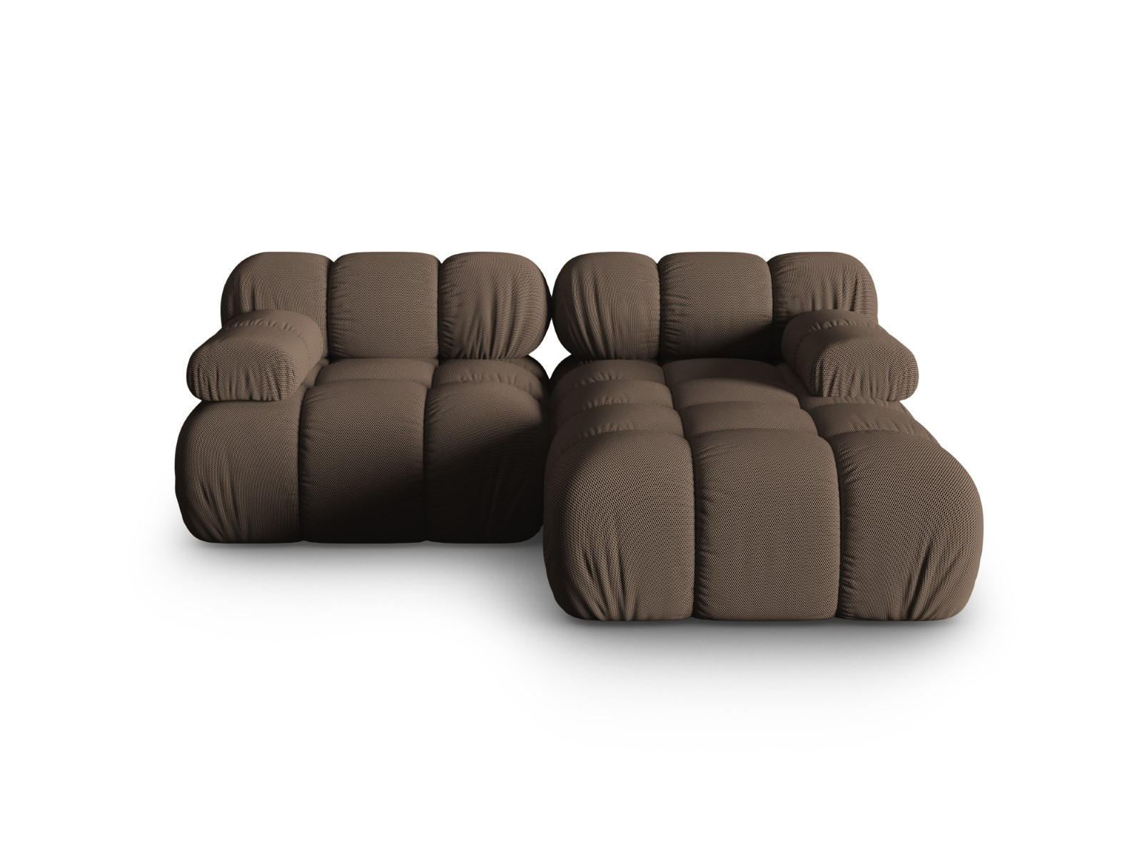 ECKSOFA modular rechts Bellis aus 3D-Stoff braun 3 Sitzplätze - Braun, Textil (155/188cm) - Micadoni