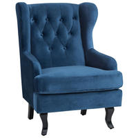 SESSEL Samtstoff dunkelblau Alta - Blau/Schwarz, Textil (72/102/85cm) - Beliani