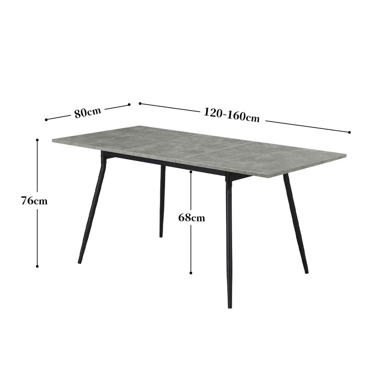 ESSTISCH LIO 120-160/80/76 cm - Schwarz/Eiche Artisan, Holzwerkstoff/Metall (120/80/76cm) - B&D Home