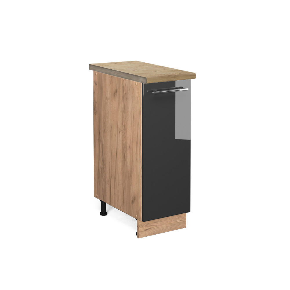 APOTHEKERSCHRANK Fame-Line Anthrazit Hochglanz 30 cm, AP Eiche - Anthrazit/Eiche Wotan, Holzwerkstoff (30/82/60cm) - Vicco