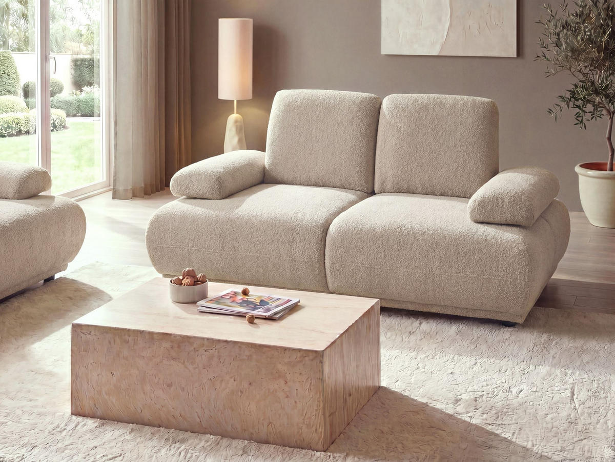 2-SITZER-SOFA Bouclé Beige Nacka - Beige/Braun, Textil (211/89/110cm) - Beliani