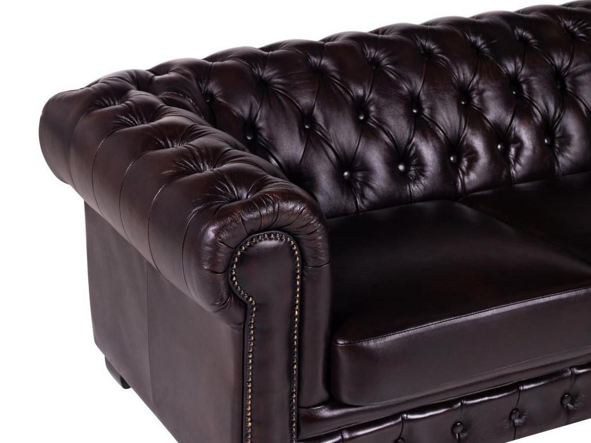 CHESTERFIELD Ledersofa 4-Sitzer - Büffelleder - Braun - BRENTON - Braun, Leder (99/73/240cm) - Vente-Unique