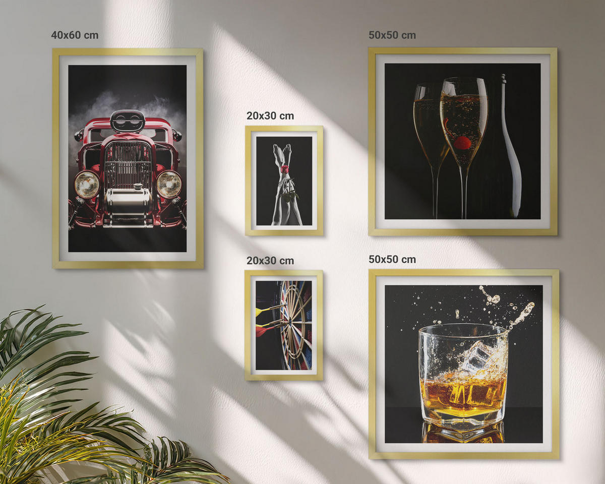 BILDER SET 5er Set - 50x50 cm & 20x30 cm & 40x60 cm Goldrahmen - Frauenbeine Rosenwagen Wein - Goldfarben, Kunststoff (40/60cm) - TULUP