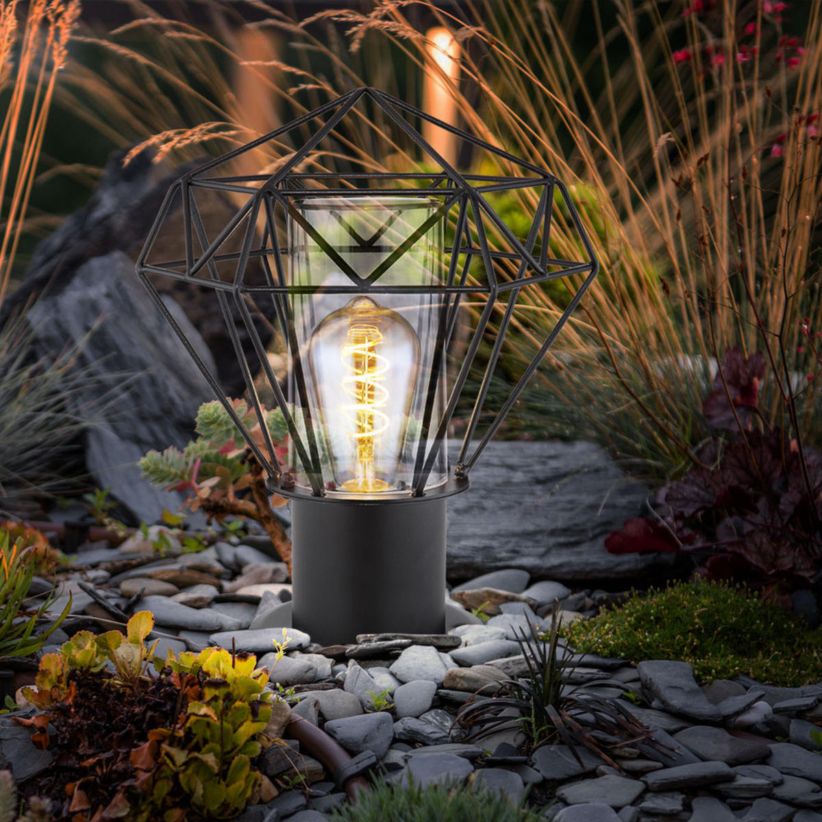 WEGELEUCHTE HORACE Gitterschirm Schwarz - Schwarz, Metall (22.5/25.5/31.5cm) - Globo Lighting