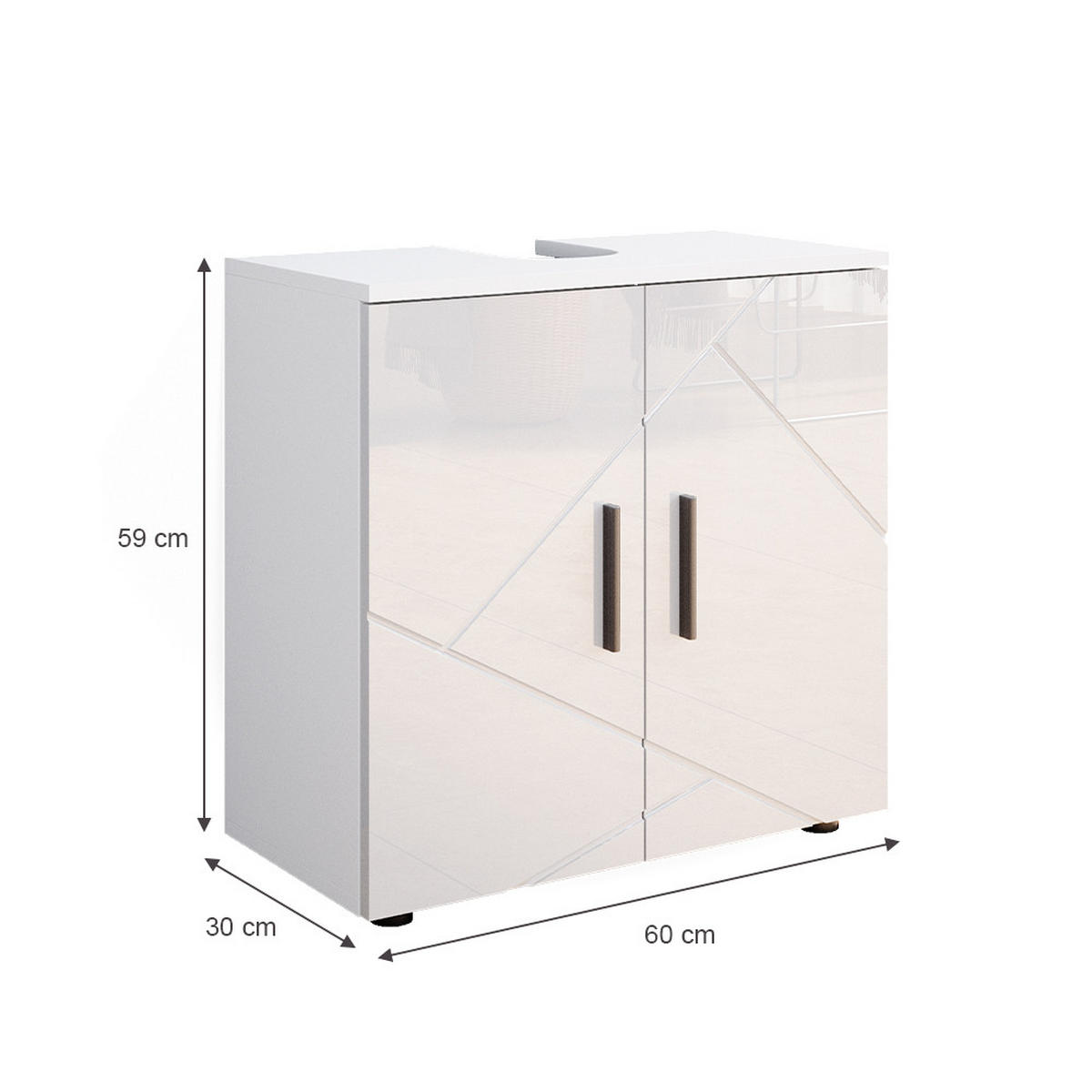 WASCHBECKENUNTERSCHRANK Irma Weiß Hochglanz 60 x 59 cm - Weiß Hochglanz, Holzwerkstoff (60/59/30cm) - Vicco