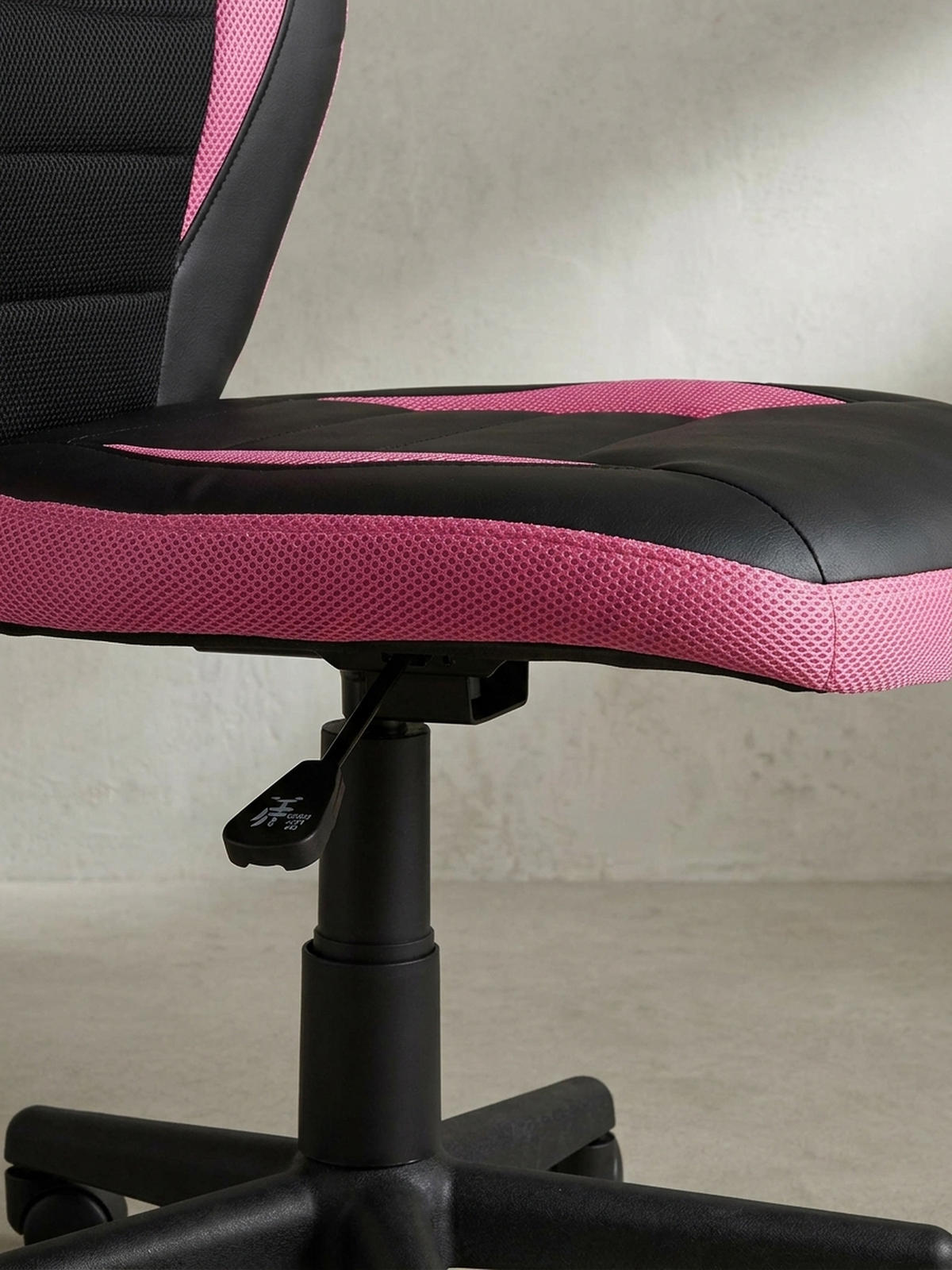 JUGENDDREHSTUHL Hohe Rückenlehne Schulterstütze Kunstleder Mesh, Rosa 63x63x103 cm - Schwarz/Rosa, Kunststoff/Textil (63/103/63cm) - KADIMA DESIGN