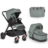 KOMBIKINDERWAGEN Macan 2 in 1 grün Babywanne Sportsitz Tasche PU-Räder Gurt - Grün, Metall (103/60/105cm) - Cangaroo