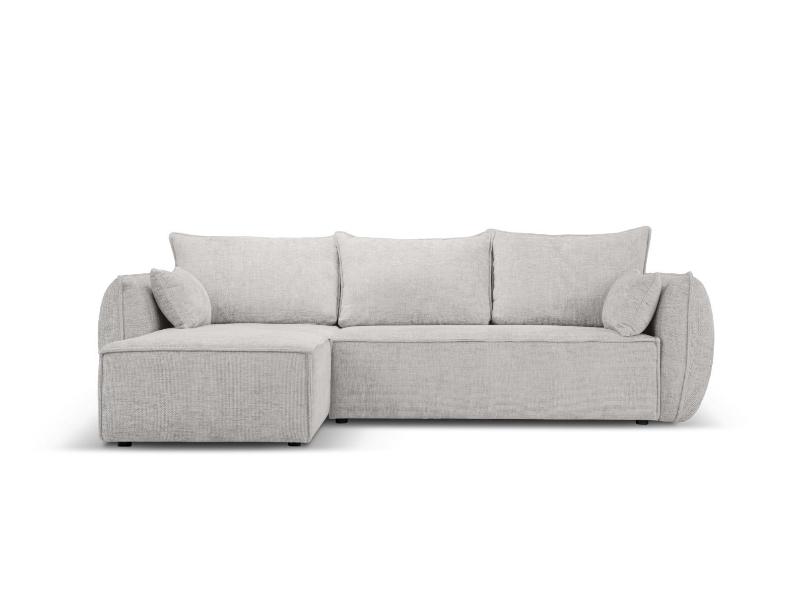 AUSKLAPPBARES-ECKSOFA links mit Container Kaelle aus Chenille-Stoff hellgrau 4 Sitzplätze - Hellgrau, Textil (165/252cm) - Micadoni