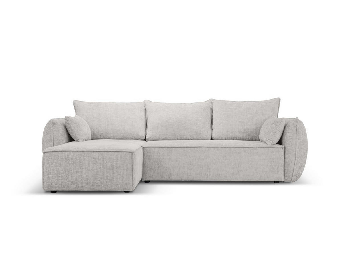 AUSKLAPPBARES-ECKSOFA links mit Container Kaelle aus Chenille-Stoff hellgrau 4 Sitzplätze - Hellgrau, Textil (165/252cm) - Micadoni