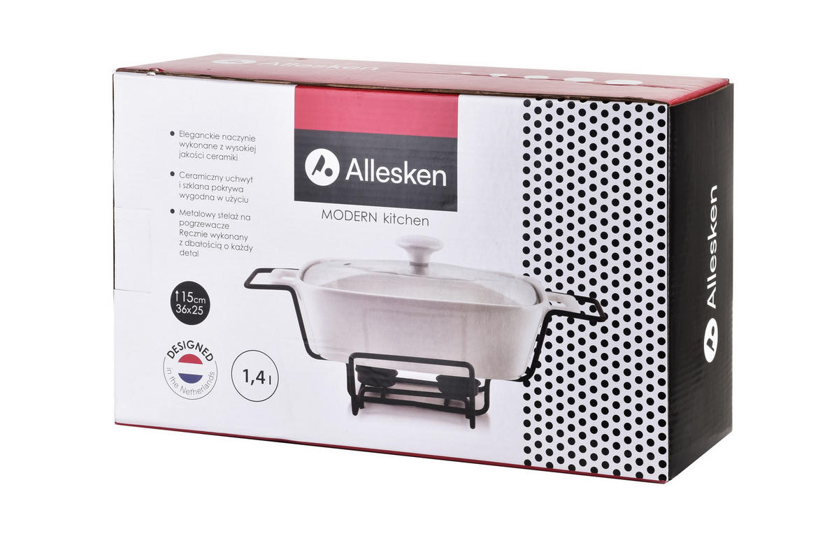 AUFLAUFFORM Modern Kitchen Weiß 36/25/15 cm Keramik - Weiß, Keramik (25/15/36cm) - Mondex