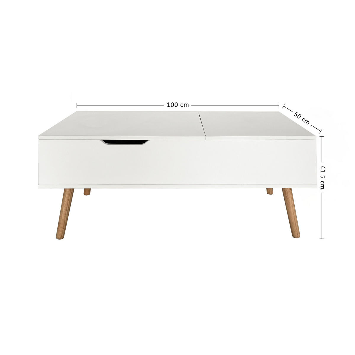 COUCHTISCH mit Stauraum Weiß - Weiß, Holzwerkstoff (50/100/41.5cm) - Home Collective