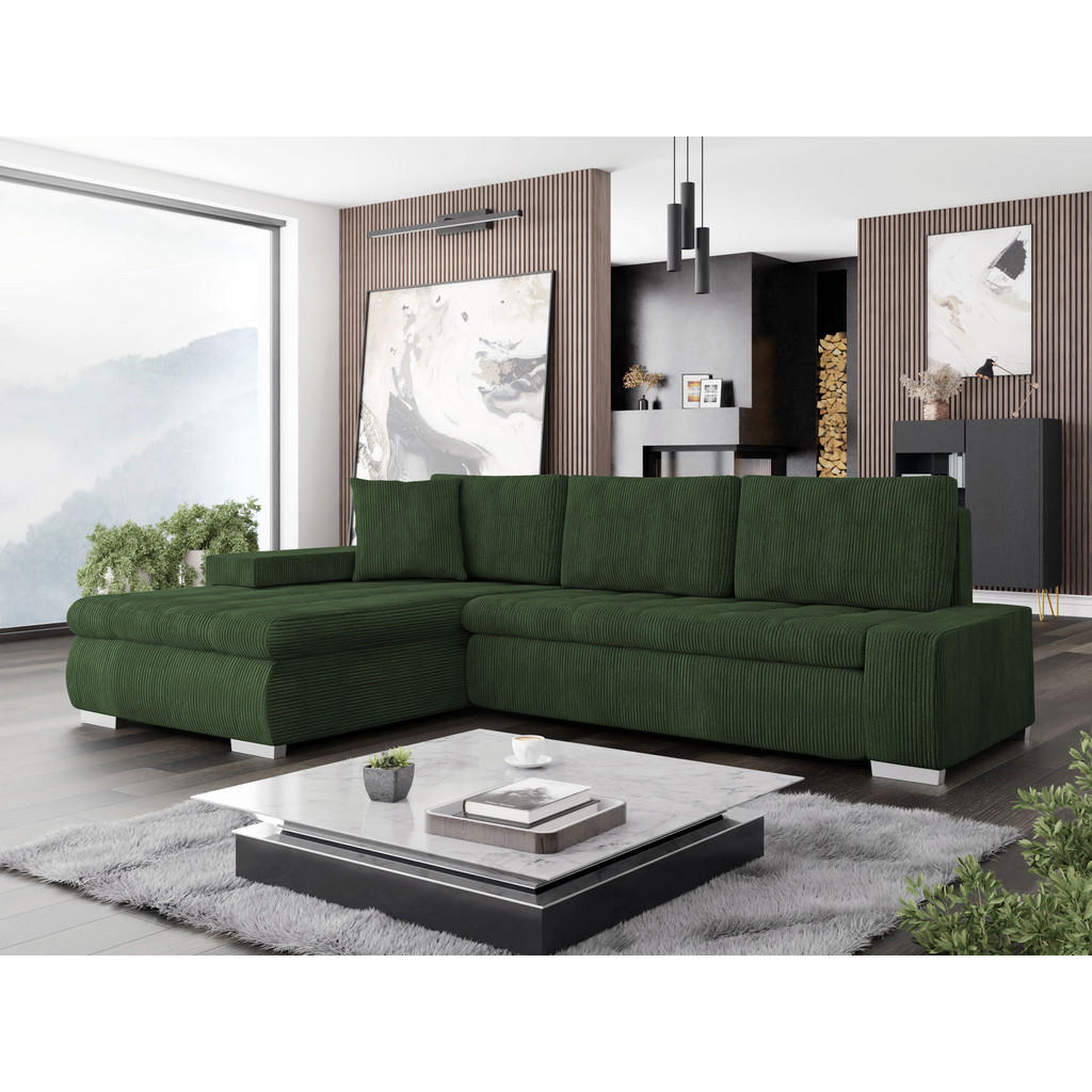 Thumbnail - Mirjan24 Ecksofa, Dunkelgrün, Textil, 5-Sitzer, L-Form,Rechteckig, 265x185 cm, Wohnzimmer, Sofas & Couches, Wohnlandscha...