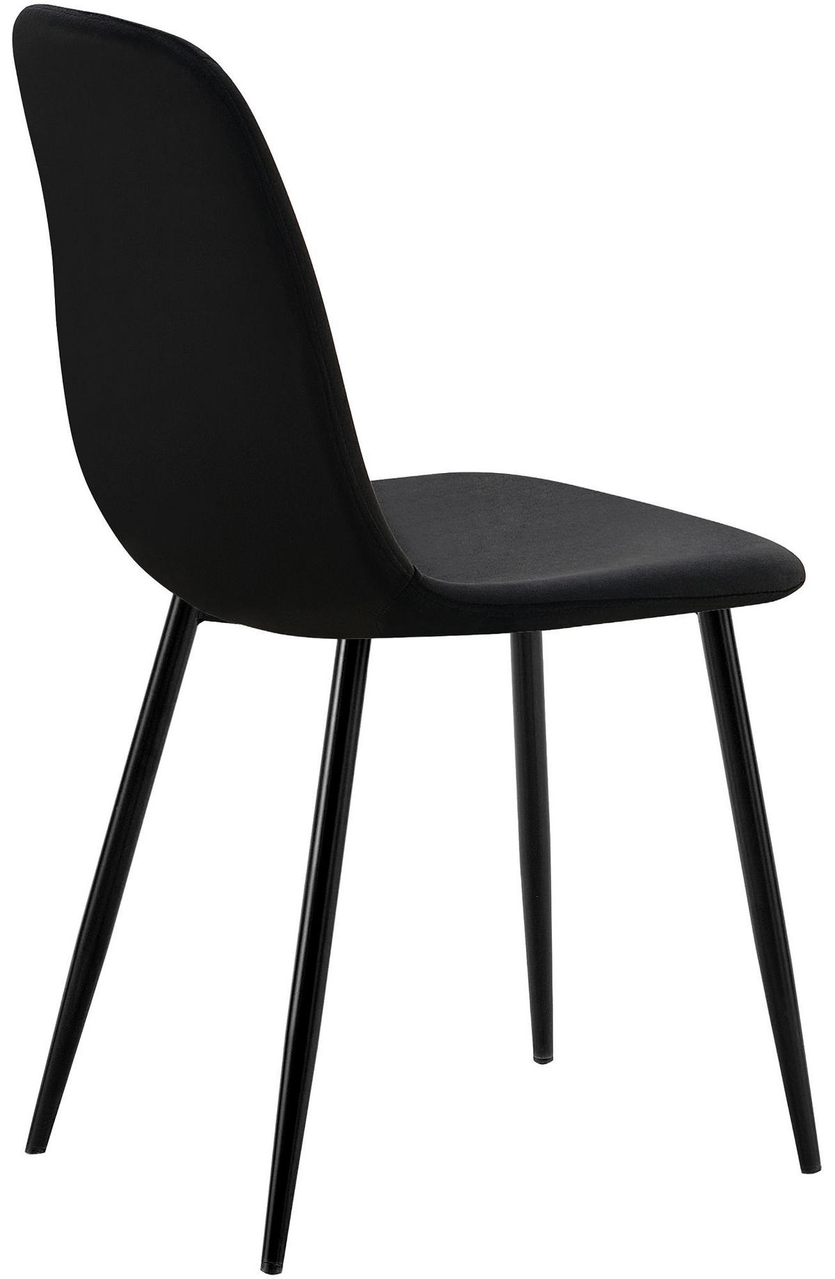 STUHL 4er Set Samt Schwarz - Schwarz, Textil/Metall (45/88/54cm) - CLP