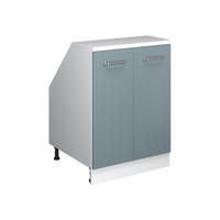 KUCHYNSKÁ SKRIŇA PRE ŠIKMÉ STRECHY R-Line Modrošedá 60 cm s 2 dverami, korpus skrine hĺbka 60 cm - biela/modrosivá, kompozitné drevo (60/83.8/60cm) - Vicco