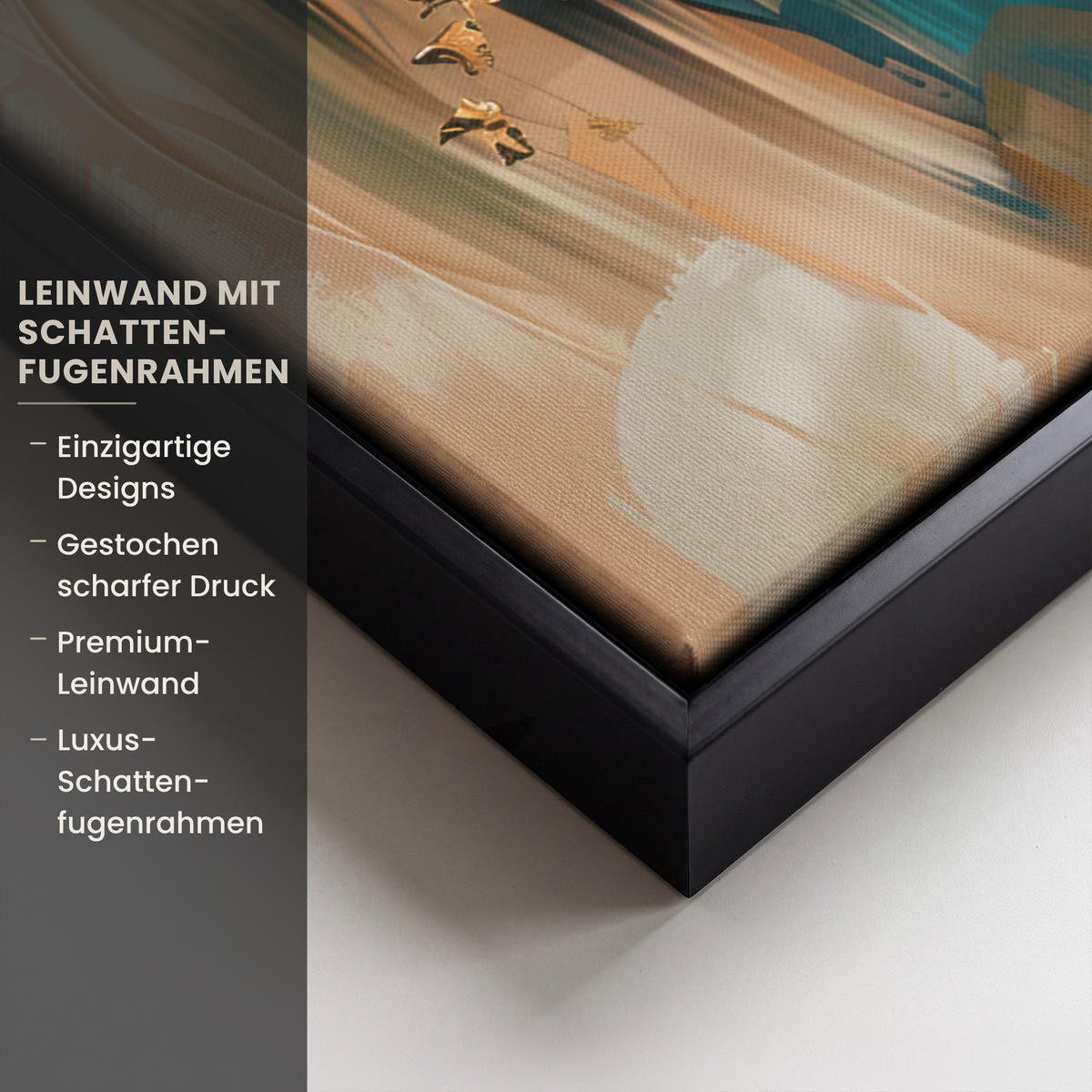 LEINWAND Bilder mit Rahmen - Frau - Porträt - Gold - Luxus - Blau - 70x100 - Türkis, Textil (70/100cm) - MuchoWow