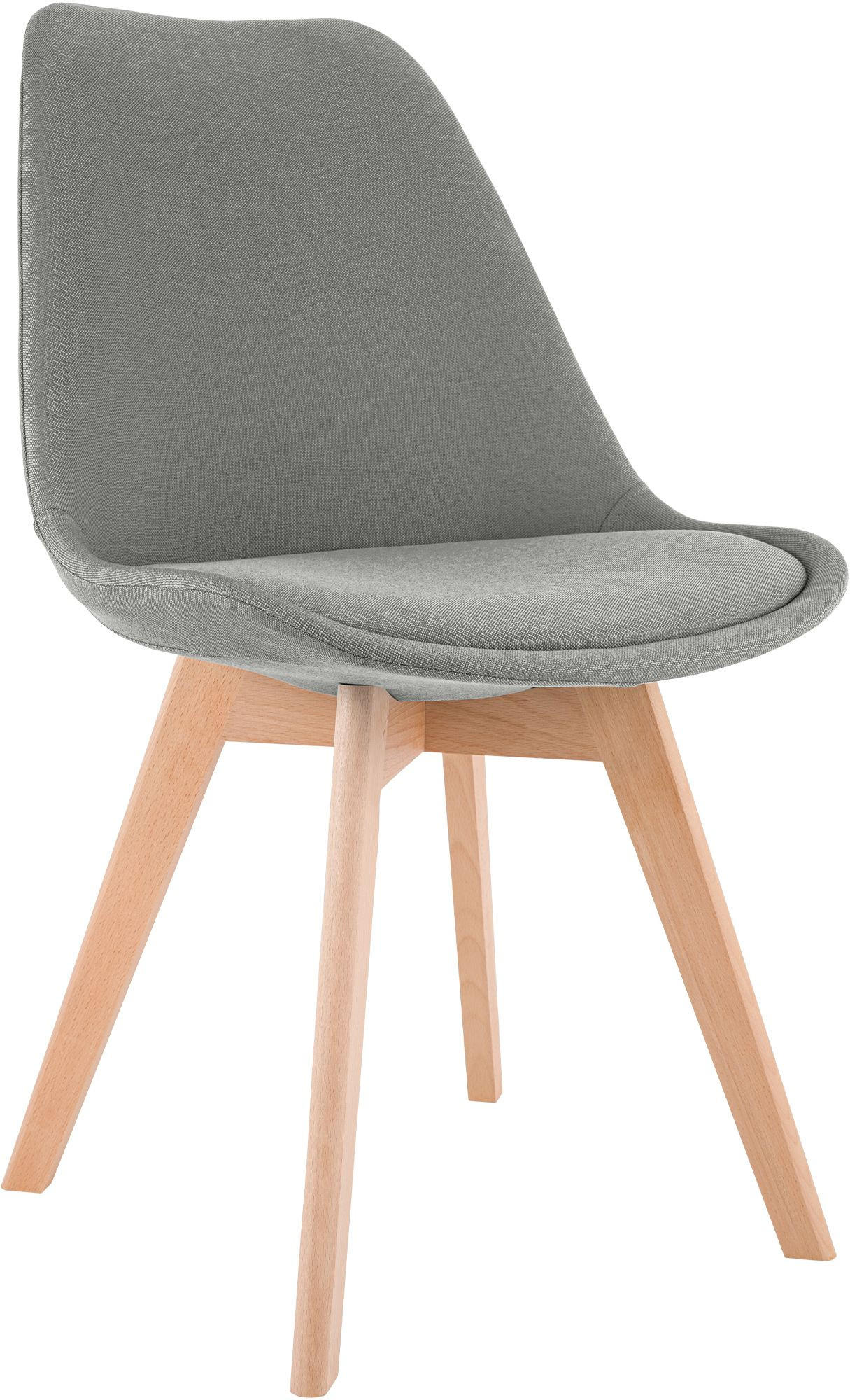 STUHL Stoff Hellgrau - Eukalyptusholzfarben/Hellgrau, Holz/Textil (49/83/50cm) - CLP